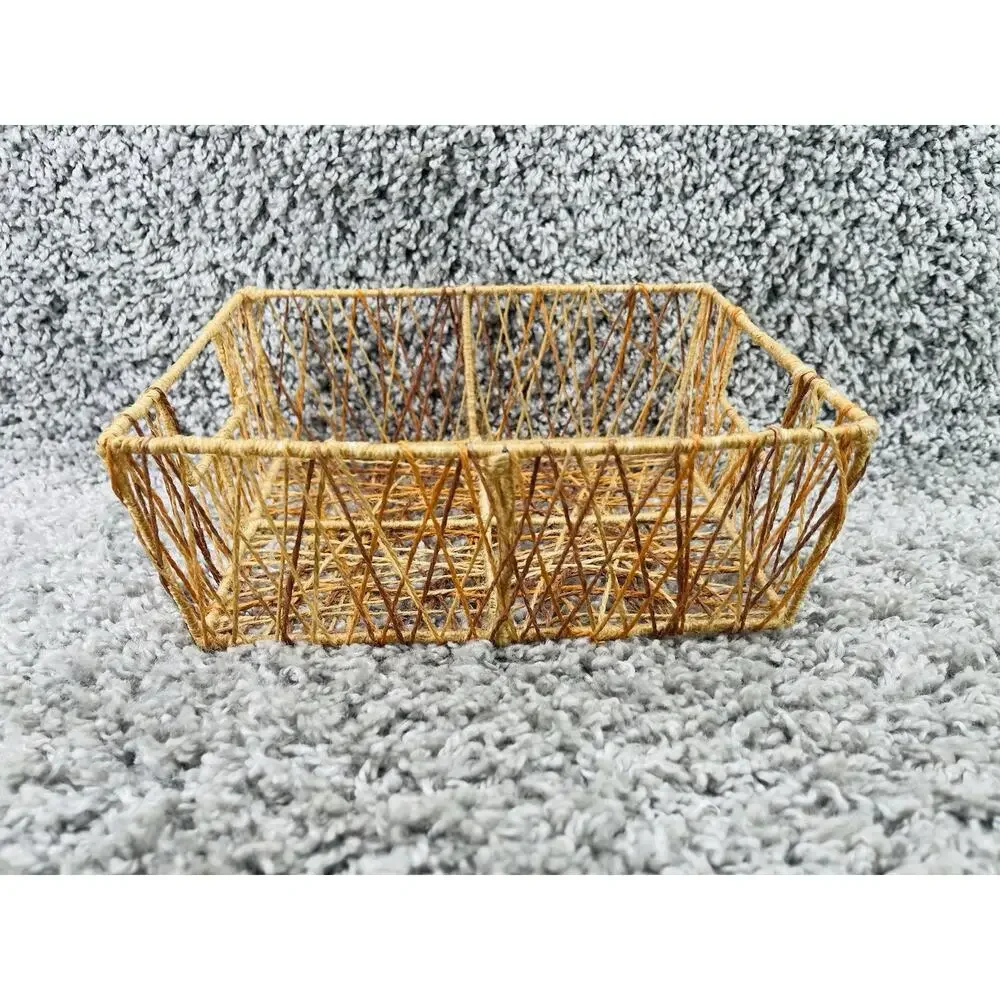 String Woven Trinket Basket Square Home Any Room Decor Storage 4inX6inX8in